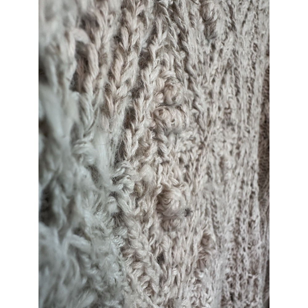 Vintage‎ 100% Ramie/Cotton Knotted Crochet Oatmeal Sweater 3/4 Sleeve Size SMALL - Picture 6 of 16